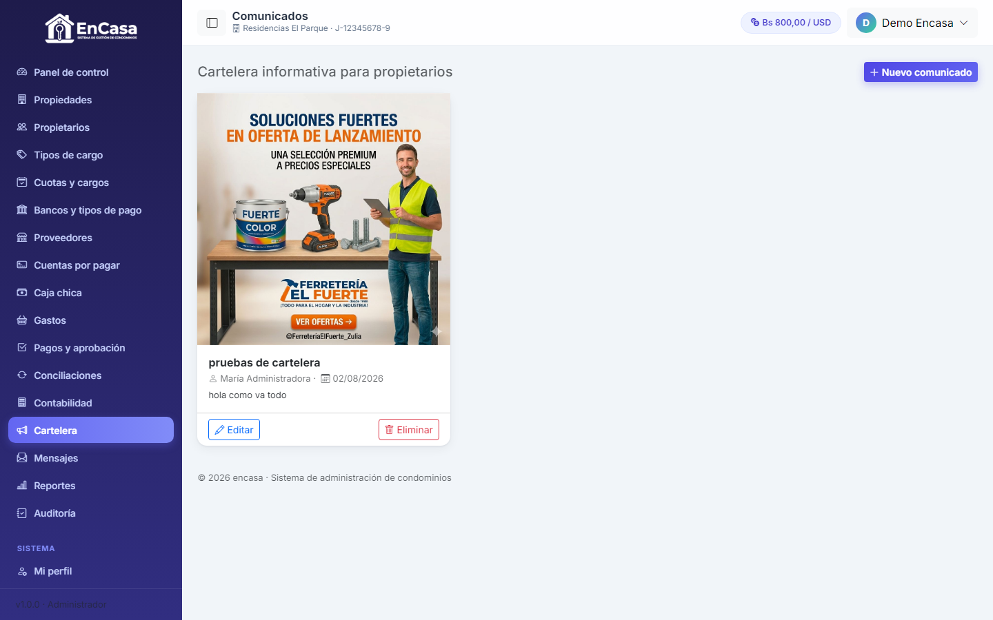 Modulo de Comunicados